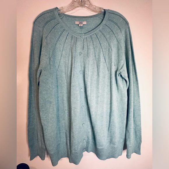 Croft & Barrow Women’s Turquoise Long Sleeve Cardigan Lightweight Size PXL NWT - Picture 9 of 10